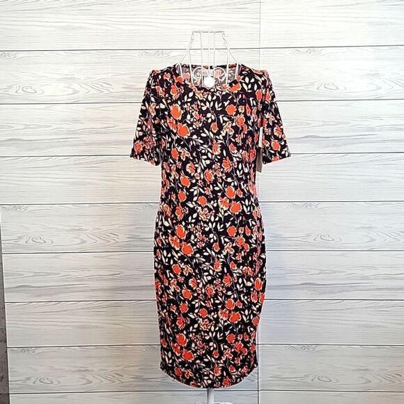 LuLaRoe Dresses & Skirts - LulaRoe Julia sheath dress abstract floral - black & Red Women's Size XS